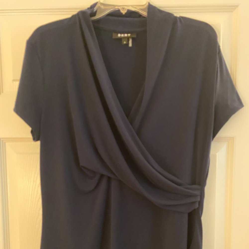 Navy blue short sleeved blouse